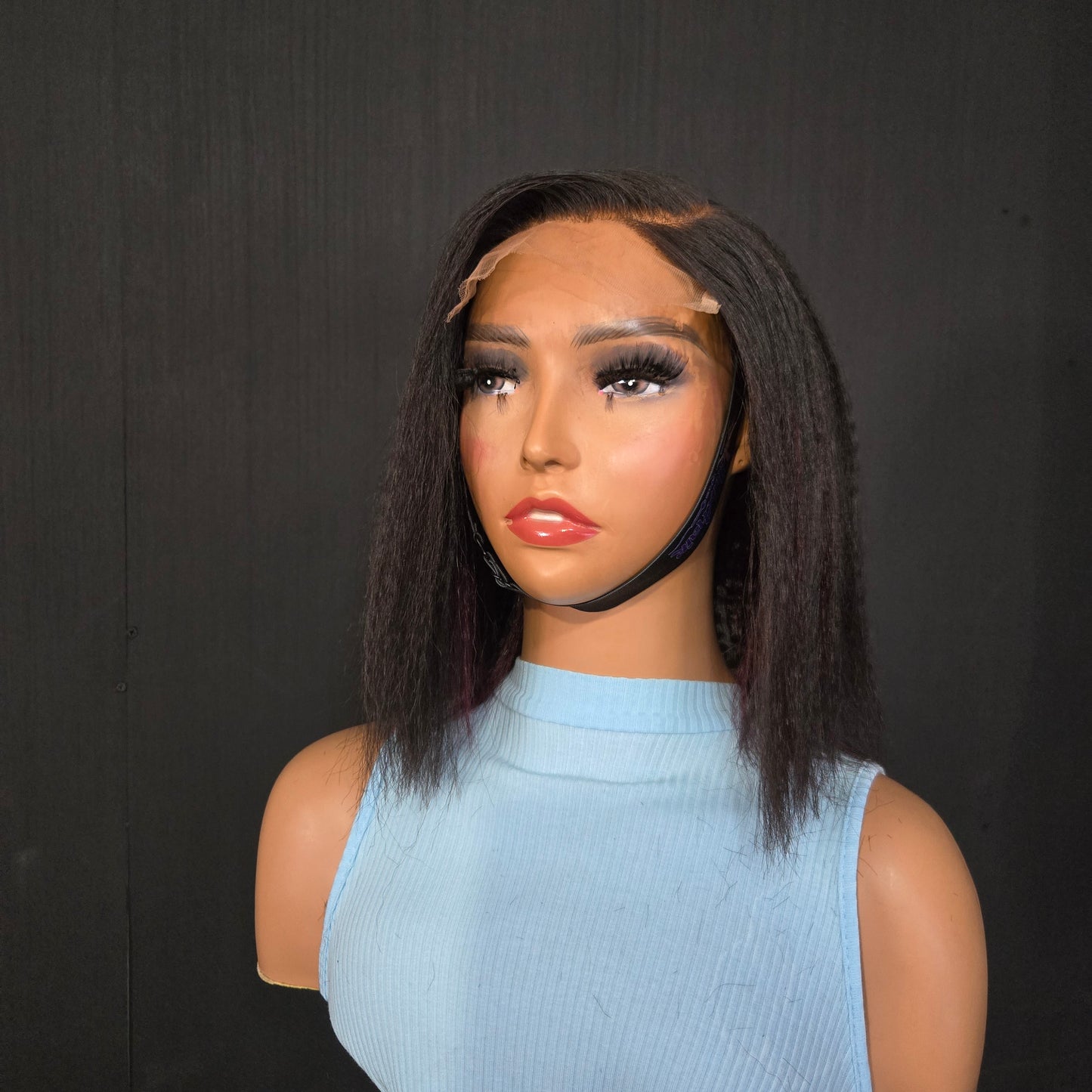 10" Kinky Straight Burgundy Hightlight