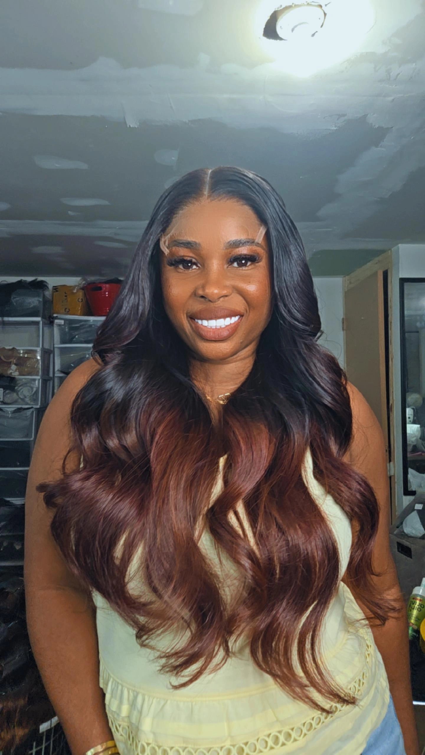 22" Wavy Burgundy Ombre