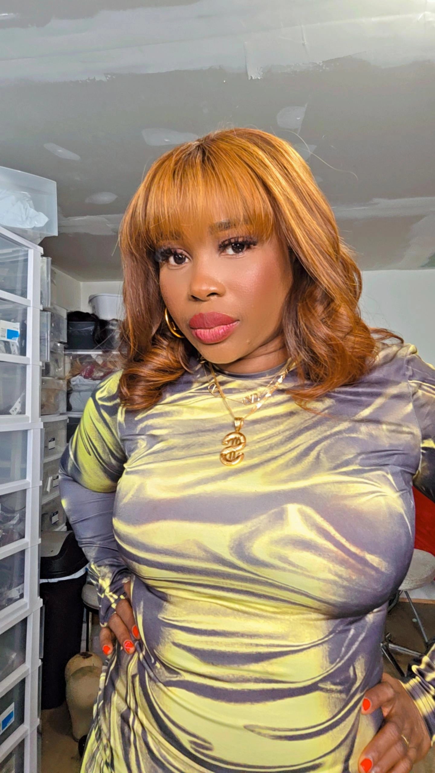 14" brown hightlight Bangs