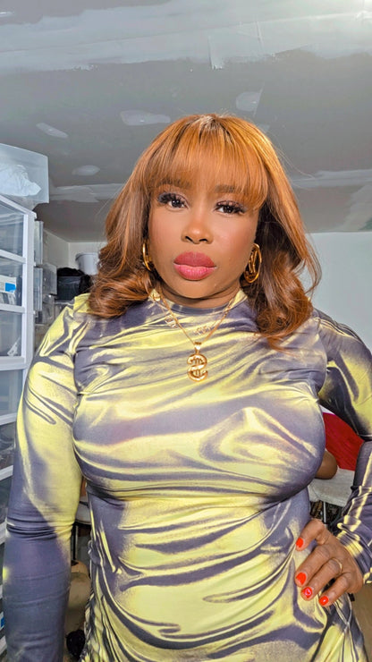 14" brown hightlight Bangs